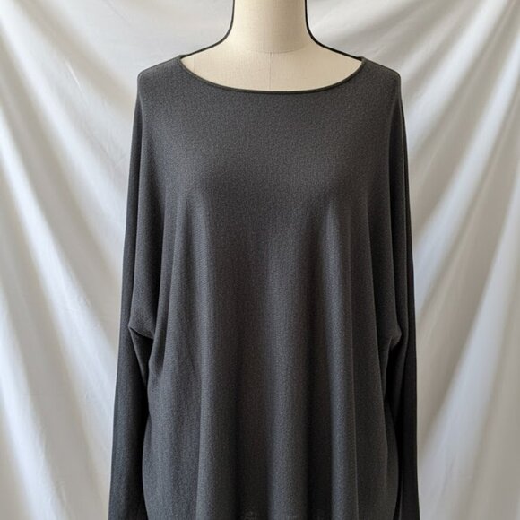 NWT Joan Vass New York Chalkboard Heather Gray Cashmere Blend Sweater XL - Picture 2 of 10